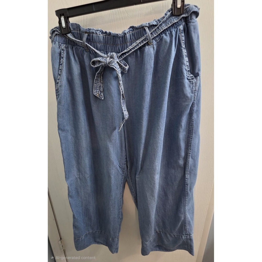Philosophy 1X Chambray Wide Leg Crop Pants Elastic waist beachy vacation